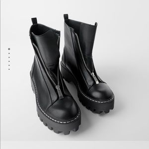 Zara zippered chunky sole boots